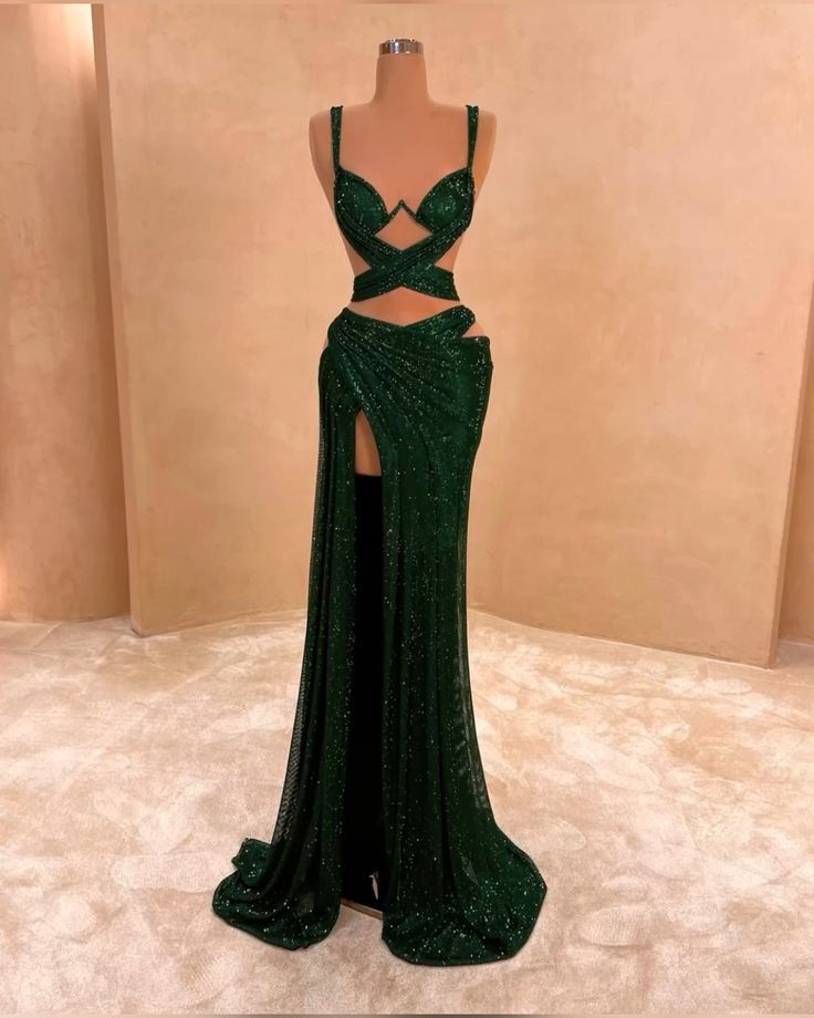 Girlhomeshops - Grün Sexy Elegante Taille-entblößende Lange Satin Ballkleid Abendkleid gh5035