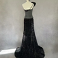 ✨Girlhomeshops-Black One Shoulder 3D Flower Sequin Mermaid Evening Gown gh10284
