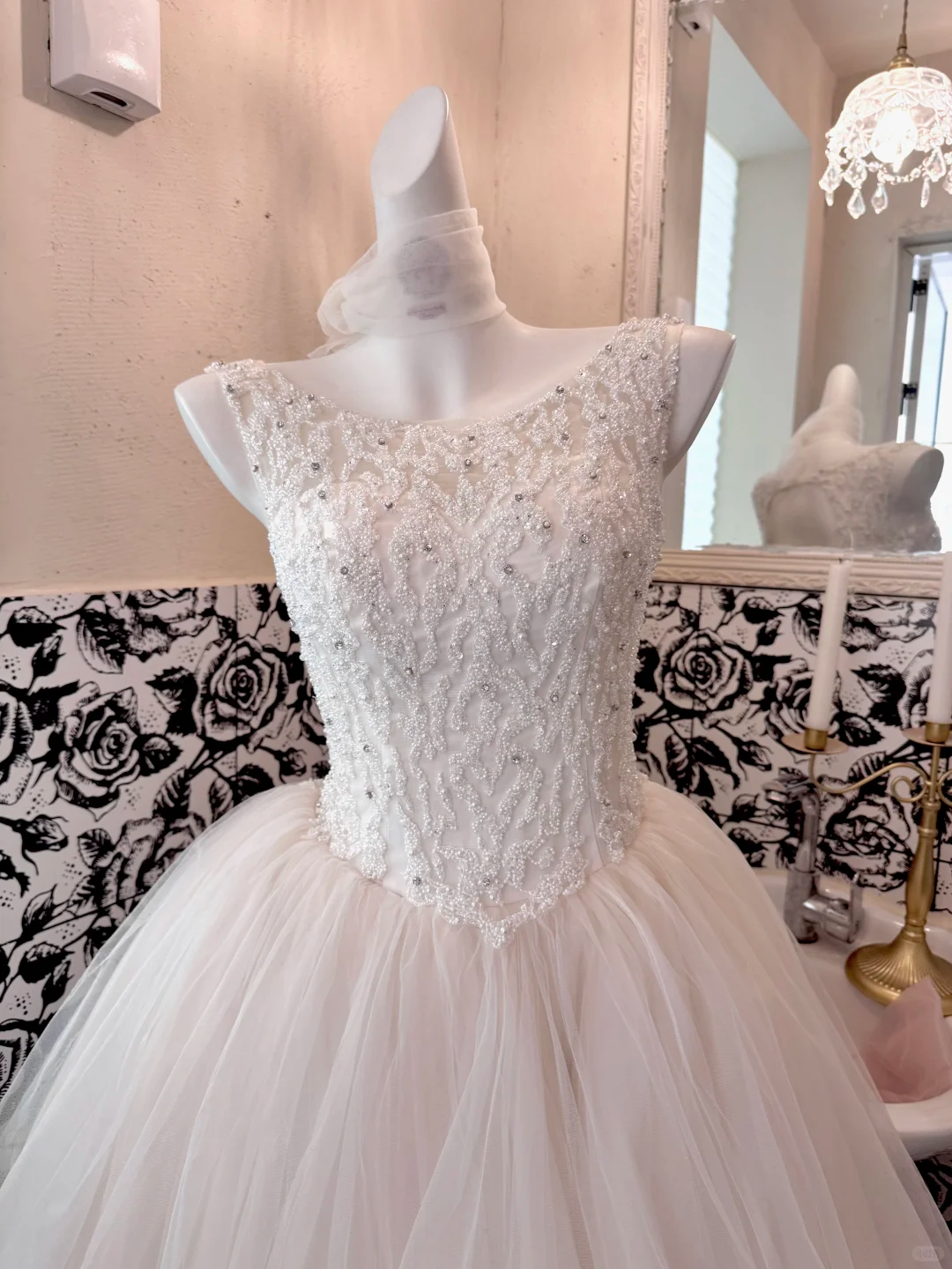 Ivory Sleeveless Beaded Exquisite Classic Cinched Waist Voluminous Skirt Long Romantic Dress, Wedding Gown gh7801