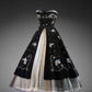 Girlhomeshops - Robe trapèze courte/mi-longue en tulle perlé noir exquis, robe de soirée gh5575