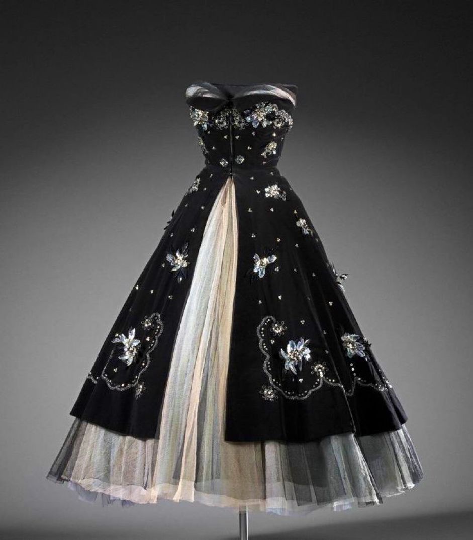 Girlhomeshops - Robe trapèze courte/mi-longue en tulle perlé noir exquis, robe de soirée gh5575