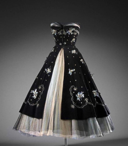 girlhomeshops--Black exquisite beaded short/mid-length tulle A-line birthday dress homecoming dress gh5575