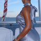 Silver solid color sling elegant simple long evening dress party dress gh3027