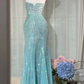 Turquoise Strapless Sweetheart Fully Beaded Gradient Mermaid Evening Dress, Prom Gown gh9511