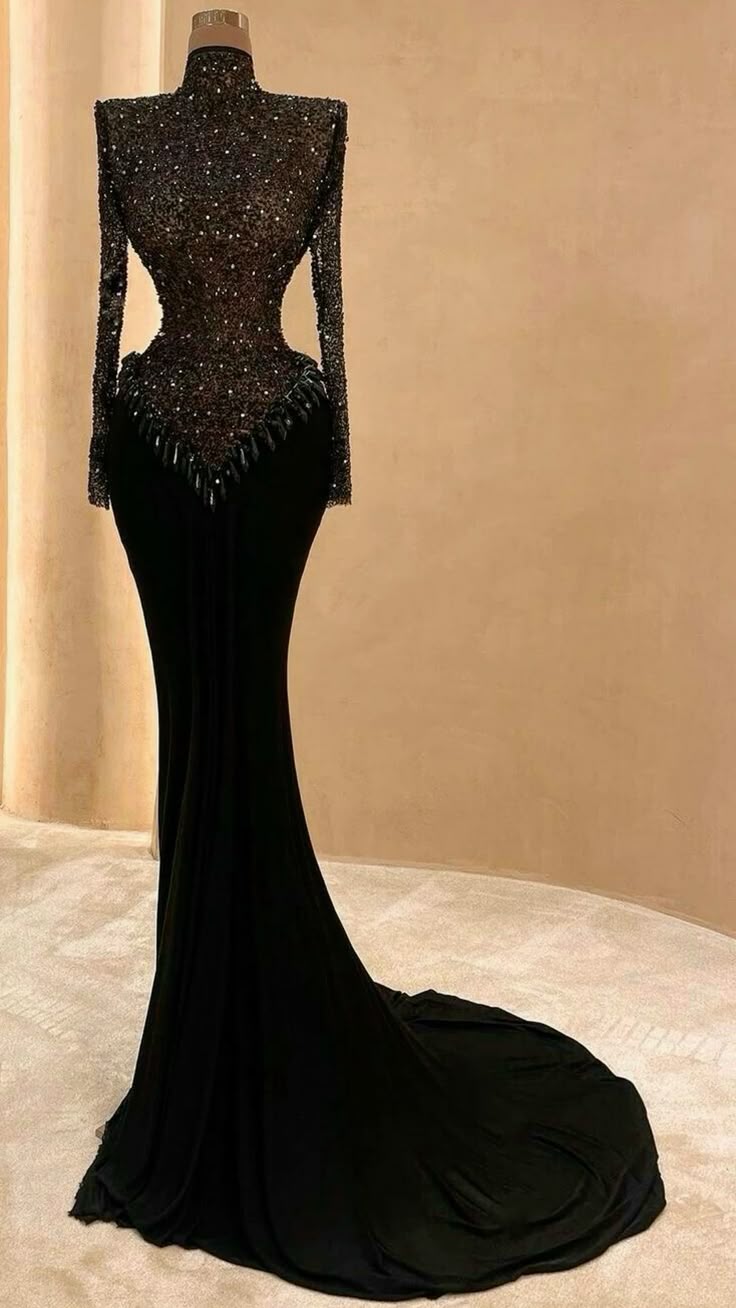 Girlhomeshops-Black gorgeous exquisite beaded shiny elegant long prom dress evening dress gh5409