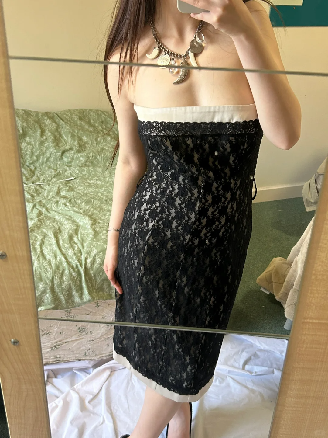 Sexy Vintage Black Strapless Lace Fitted Waist Bodycon Prom & Evening Party Dress gh8469