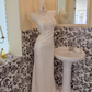 White Lace Overlay Satin Spaghetti Straps Cinched Waist Sexy Long Romantic Dress, Wedding Gown gh7827