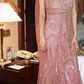 Blush Pink Vintage Sequin Spaghetti Strap Elegant Long Prom & Evening Party Dress gh8383