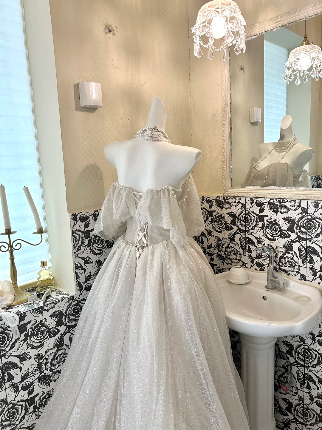 Soft Ivory Off-the-Shoulder Waist-Cinched Voluminous Princess Skirt Romantic Dress, Wedding Gown gh7701