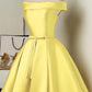 Red/Pink/Yellow/Blue Cute Off Shoulder Short Elegant Satin Prom Dress Homecoming Dress Party Dress 8211