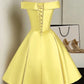 Red/Pink/Yellow/Blue Cute Off Shoulder Short Elegant Satin Prom Dress Homecoming Dress Party Dress 8211