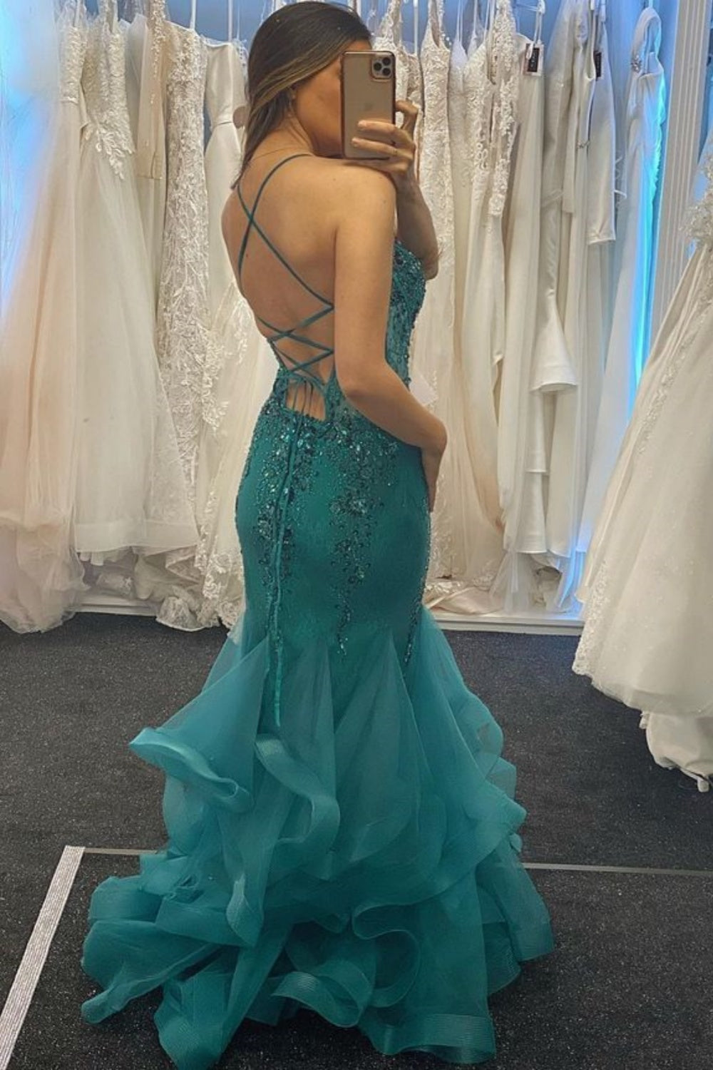 Girlhomeshops - Superbe robe de bal sirène en tulle, longue et fine, ornée de perles, pour remise de diplôme (gh5923)