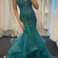 Girlhomeshops - Superbe robe de bal sirène en tulle, longue et fine, ornée de perles, pour remise de diplôme (gh5923)