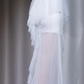 ✨Girlhomeshops-White Swiss Dot Mesh Mermaid Wedding Gown Mandarin Collar Bubble Sleeve Ruffle Bridal Dress gh10085
