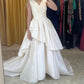 Off-white Elegante Mode Lange Satin Ballkleid Abendkleid Brautkleid gh3206