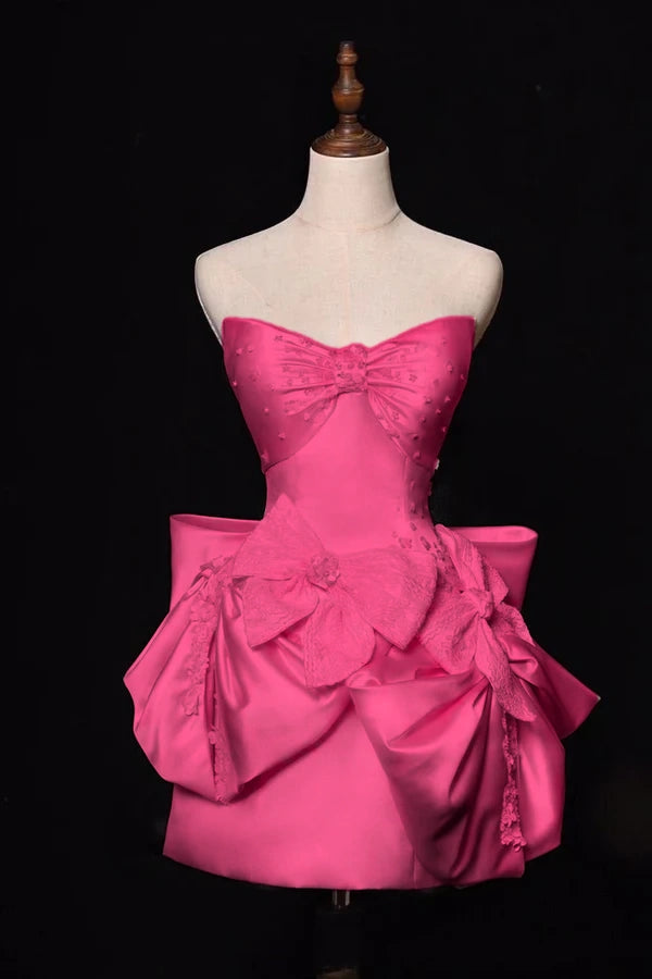 ✨Girlhomeshops🔥Ivory Beaded Elegant Short Satin Homecoming Dress PromDress Party Dress gh4982