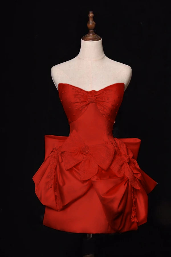 ✨Girlhomeshops🔥Ivory Beaded Elegant Short Satin Homecoming Dress PromDress Party Dress gh4982