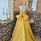 Bright Yellow Strapless Waist-Cinched Voluminous Princess Skirt Elegant Vintage Romantic Dress, Wedding Gown gh7570