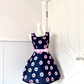 Women Navy Blue Homecoming Dress, Sleeveless Square Neck Lip Print Fabric Pink Satin Bow Wide Sash High Waist Voluminous A‑Line Mini Party Dress gh9233