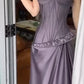 Purple vintage fashion spaghetti strap long satin prom dress, evening dress, party dress gh3525