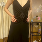 Black Sexy Spaghetti Strap Fitted Waist A-Line Prom & Evening Party Dress gh8406