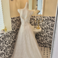 Ivory Lace Sleeveless Cinched Waist Figure-Flattering Full Flared Skirt Long Romantic Dress, Wedding Gown gh7803