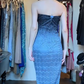 Black Blue Ombre Strapless Long Formal Gown Mermaid Evening Dress gh9670