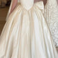 Pearl Square Neck Back Bow Satin Wedding Dress gh6399