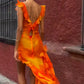 Orange Fashion Gradient Spaghetti Strap Lange Rüschen Elegante Chiffon Ballkleid prom kleid Abendkleid Urlaub Party Kleid gh3319