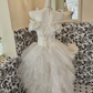 Ivory Off-the-Shoulder Cinched Waist Figure-Flattering Voluminous Short Romantic Dress, Wedding Gown gh7800