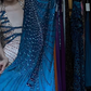 Ombre Blue Spaghetti Straps Evening Gown Peacock Hand Beaded Tassel Mermaid Long Formal Prom Dress gh9746