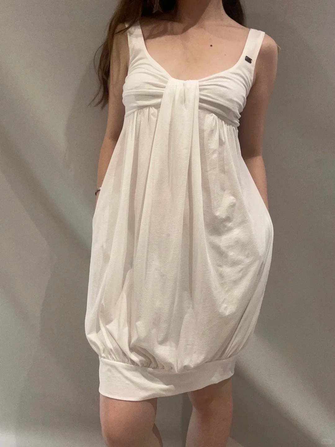 White Vintage Spaghetti Strap High Waist Bubble Skirt Prom & Evening Party Dress gh8467