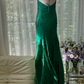 Green Gorgeous Shiny Fashion Elegant Delicate Lace Beading Long Satin Chiffon Fairy Ball Gown Evening Dress Birthday/Wedding Guest/Holiday Party Dress Prom Dress Valentine's Day Date Dress gh4037