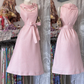 Elegant Vintage Pink Base White Polka Dot Sleeveless Fitted Waist Prom & Evening Party Dress gh8484