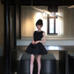 Women Elegant Black Sleeveless Homecoming Dress Rhinestone Round Neck A-Line Puffy Short Party Dress gh9426