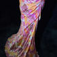 Spaghetti Straps Mermaid Prom Dress Pink Orange Gradient Paisley Floral Print Hand Beaded Formal Gown gh9550