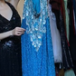 Royal Blue Halter Illusion Neck Sequin Hand Beaded Rhinestone High Slit Long Evening Prom Dress gh9779