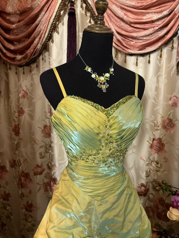 Robe de soirée longue en satin vert, magnifique, rétro, exquise, perlée, élégante, robe de bal, robe de remise de diplôme, robe d'anniversaire, gh3186