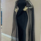 Girlhomeshops-Schwarzes, exquisites, perlenbesetztes, langes, enges Tüll-Satin-Ballkleid, Abendkleid, Geburtstagspartykleid, gh5384