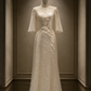 ✨Girlhomeshops-Ivory 3D Petal Appliqué Mermaid Qipao Cheongsam Evening Gown gh10384