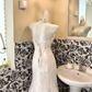 White Strapless Lace Waist-Cinched Slim Fit Minimalist Elegant Romantic Dress, Wedding Gown gh7617
