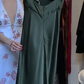 Olive Green Spaghetti Strap Cowl Neck Satin High Waist Long Evening Prom Dress gh9780