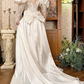 Off‑White Long Puff Sleeve Lace Palace‑Style Fitted Waist Figure‑Flattering Full Flared Skirt Long Vintage Prom Gown, Wedding Dress gh8604