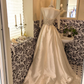 Ivory V-Neck Waist-Cinched Full Flared Skirt Luxury Elegant Romantic Dress, Wedding Gown gh7647