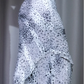 ✨Girlhomeshops-Double Strap Cowl Neck Mermaid Dress, Dalmatian Print Sparkly Long Evening Gown gh9933