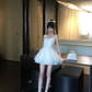 Women Dreamy White Wide Strap Homecoming Dress Heart Neck Bow Pearl Chain Boned Corset Multi-Layer Tulle Short Prom Gown gh9438