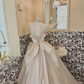 Ivory Strapless Cinched Waist Voluminous Princess Skirt Long Elegant Romantic Dress, Wedding Gown gh7816