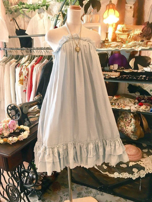 Girlhomeshops - Robe de soirée courte en mousseline de soie bleu clair à bretelles, tenue de voyage et de vacances gh5685