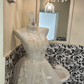 Ivory Strapless Embroidered Waist-Cinched Voluminous Skirt Long Romantic Dress, Wedding Gown gh7715