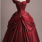Burgundy Retro Elegant Sweetheart Neck Long Princess Ball Gown Evening Dress gh3193
